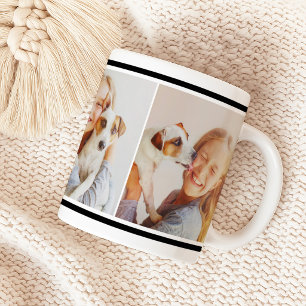 Mug Collage de photos à rayure noire classique