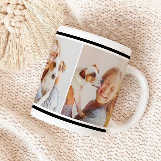 Mug Collage de photos à rayure noire classique