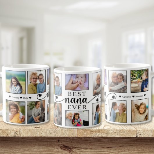 Mug Collage de photos Best Nana Ever Script de coeur