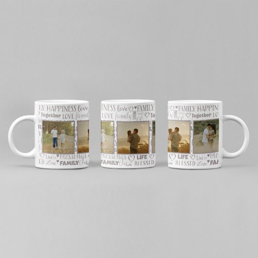 Mug Collage de photos d'amour de famille personnalisé