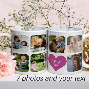 Mug Collage de photos de famille 7 photos texte nom pe