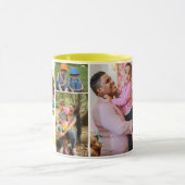 Mug Collage de photos de famille de calligraphie jaune (Centre)