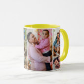 Mug Collage de photos de famille de calligraphie jaune (Devant droit)