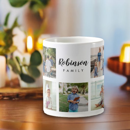Mug Collage de photos de famille monogramme