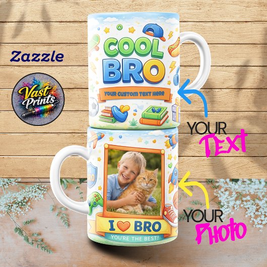 Mug Collage de photos de frère cool avec ruban jaune