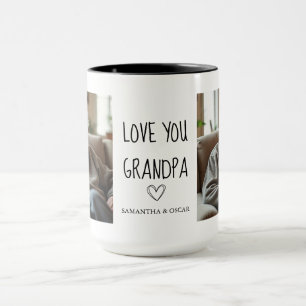 Mug Collage de photos de grand-père "Je t'aime" Cœur n