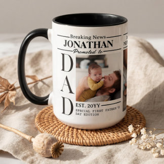 Mug Collage de photos de journal de papa pour la premi