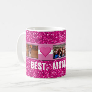 Mug Collage de photos de la coutume 3 du rose du