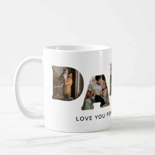 Mug Collage de photos de lettre PAPA (Gauche)