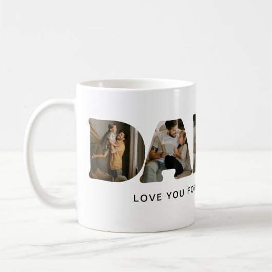 Mug Collage de photos de lettre PAPA (Gauche)