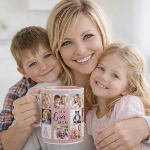 Mug Collage de photos de maman rose poussiéreux