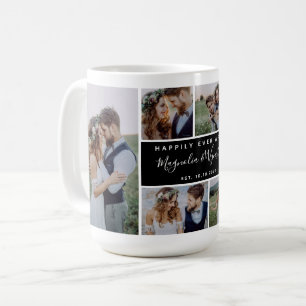Mug Collage de photos de mariage en souvenir « Heureux