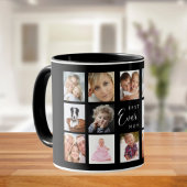 Mug Collage de photos de mère noir blanc