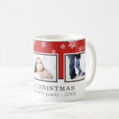 Mug Collage de photos de Noël Famille Rouge (Devant droit)