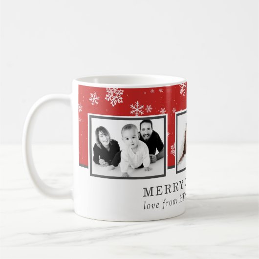 Mug Collage de photos de Noël Famille Rouge (Gauche)