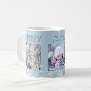 Mug Collage de photos de Noël Soyez joyeux Flocons de