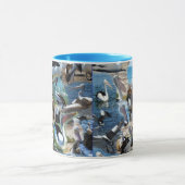 Mug Collage de photos de pélicans, bleu (Centre)