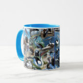 Mug Collage de photos de pélicans, bleu (Devant gauche)