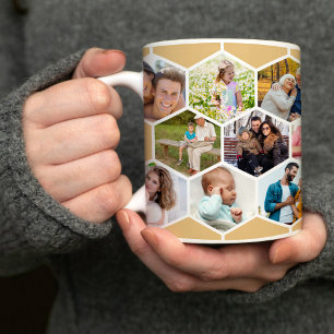 Mug Collage de photos en nid d'abeille 17 images