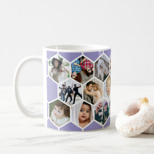 Mug Collage de photos en nid d'abeille lilas 20 images