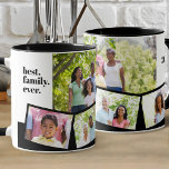 Mug Collage de photos familiales - 5 photos et texte p<br><div class="desc">Personnalisez cette tasse de café noir et blanc avec vos photos préférées. Le modèle photo est configuré pour vous permettre d'ajouter jusqu'à 5 de vos propres photos. La photo principale sera utilisée comme arrière - plan et les 4 photos restantes seront disposées dans une bande photo zig-zag en bas. Vous...</div>