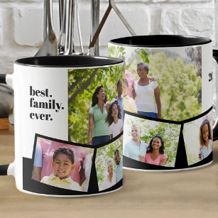 Mug Collage de photos familiales - 5 photos et texte p