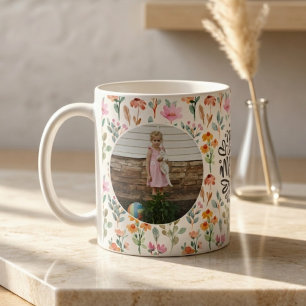 Mug Collage de photos floral botanique 2-Photo Maman &