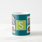 Mug Collage de photos Instagram Monogramme - Bleu et c (Centre)