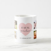 Mug Collage de photos Love Grand-mère Script Pink Hear (Centre)