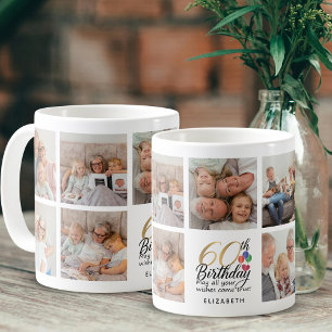 Mug Collage de photos pour les 60 ans en typographie s