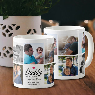 Mug Collage de photos pour papa avec le texte 'Papa, o