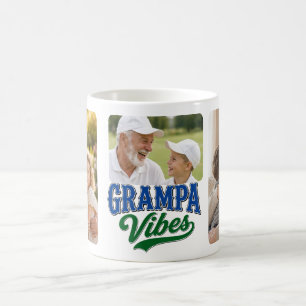 Mug Collage de photos rétro bleu-vert de grand-père