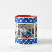Mug Collage de photos rouge blanc et bleu géométrique  (Centre)