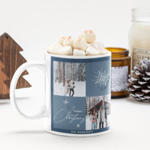 Mug Collage de photos Snowflakes géométriques   Noël