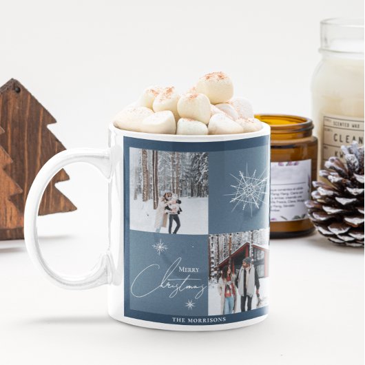 Mug Collage de photos Snowflakes géométriques | Noël
