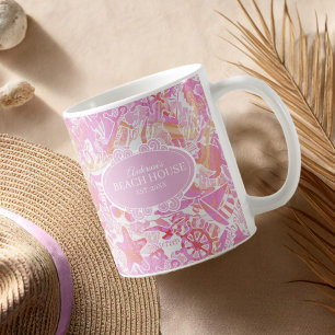 Mug Collage de plage nautique Hot Pink ID840