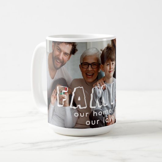 Mug Collage de script familial Chic (Devant gauche)