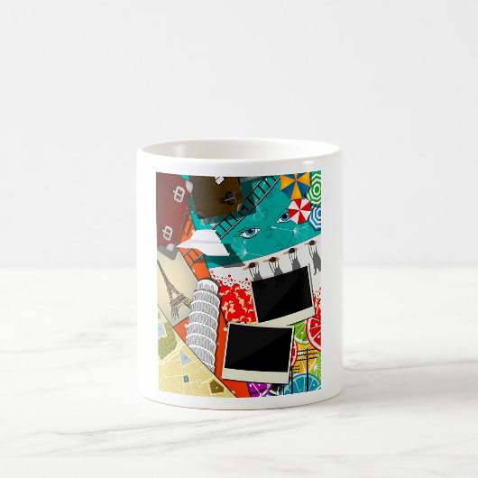 Mug Collage de voyage avec des sites touristiques embl