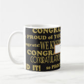 Mug Collage des mots de graduation Noir et Or (Gauche)
