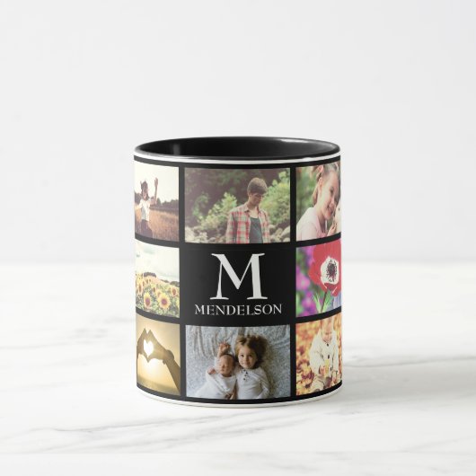Mug Collage fait sur commande de photo de monogramme (Centre)