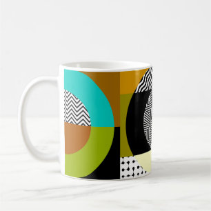 Mug Collage géométrique : cercles, motif vintage.