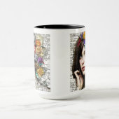 Mug Collage | Jolie fille avec des fleurs dans ses che (Centre)