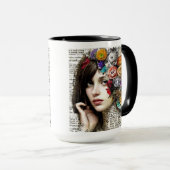 Mug Collage | Jolie fille avec des fleurs dans ses che (Devant droit)
