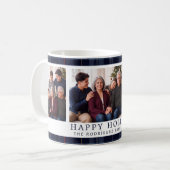 Mug Collage Joyeux Noël carreaux Navy Classique (Devant gauche)