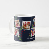 Mug Collage joyeux Noël moderne personnalisé houx (Devant gauche)