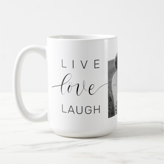 Mug Collage moderne Couple Photo & Live Love Laugh Cad (Gauche)