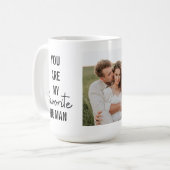 Mug Collage moderne Couple Photo & Romantic Love Citat (Devant gauche)