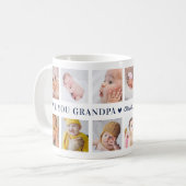 Mug Collage Moderne de 12 Photos Bleu J'Taime Papi (Devant gauche)