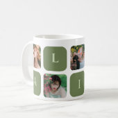 Mug Collage moderne Vert Pastel Couleur Nom photo (Devant gauche)