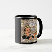 Mug Collage Pause Café Dame Rétro (Devant droit)